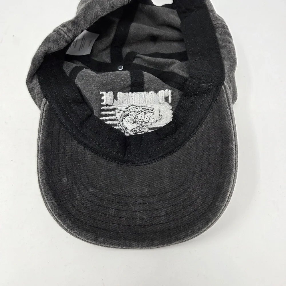 I'd Rather Be Fishing Men's Cap Hat Black Distressed Gray Adjustable